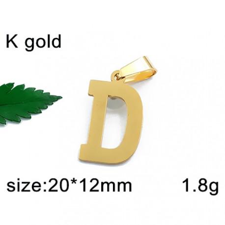Písmenko D ve zlaté barvě 20x12mm - ocelový přívěsek